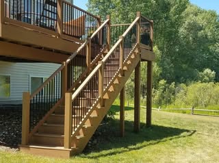 Wood stair system and deck framing